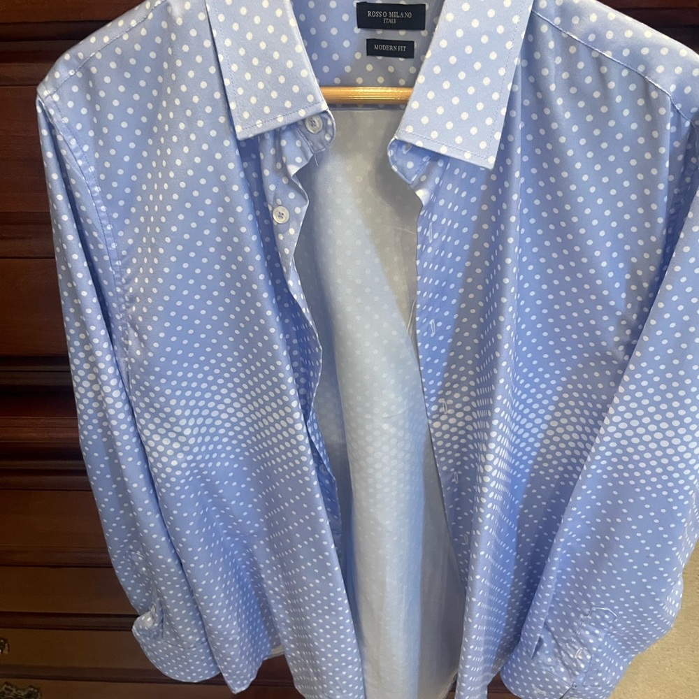 New Rosso Milano Italian Men’s Dress Shirt with Poka Dots. Beautiful with style. - Picture 4 of 7